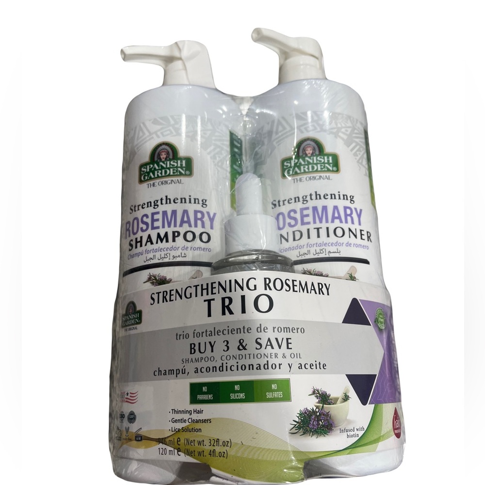 Spanish Garden Strengthening Rosemary Trio – Shampoo, Conditioner & Oil